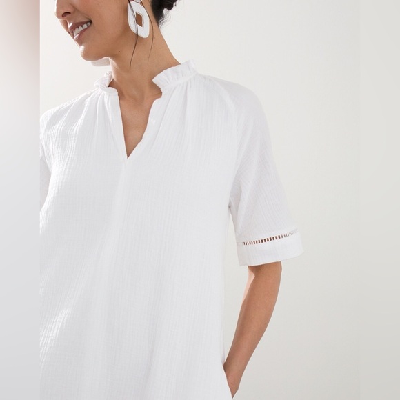 Chicos midi dress flutter sleeve white linen dress - NWT! - Picture 2 of 9